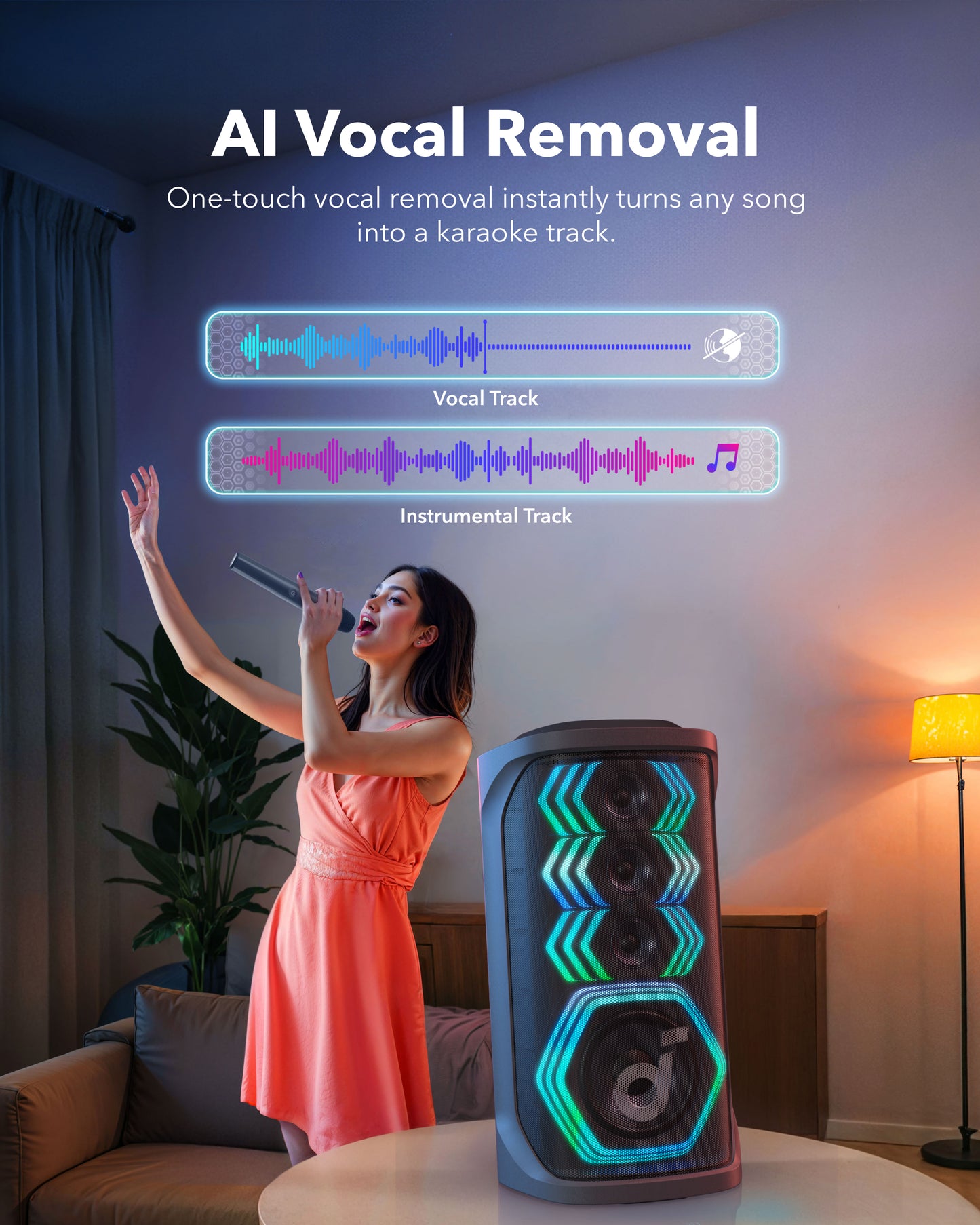 Rave 3 Karaoke Bluetooth Speaker with 2 Wireless Microphones