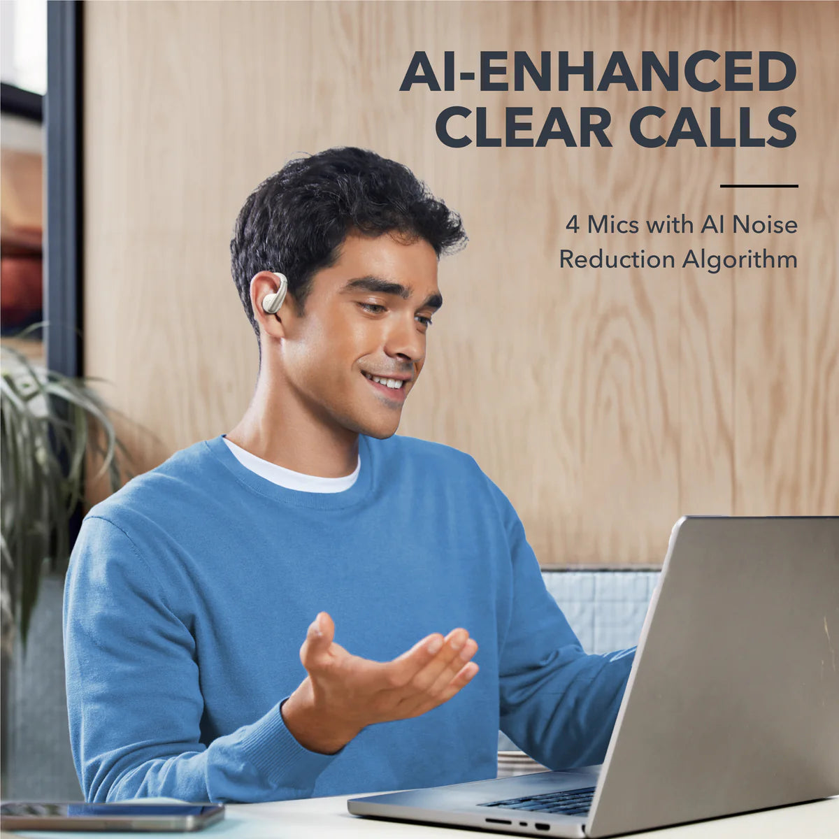 soundcore earbuds with AI noise reduction for clear calls