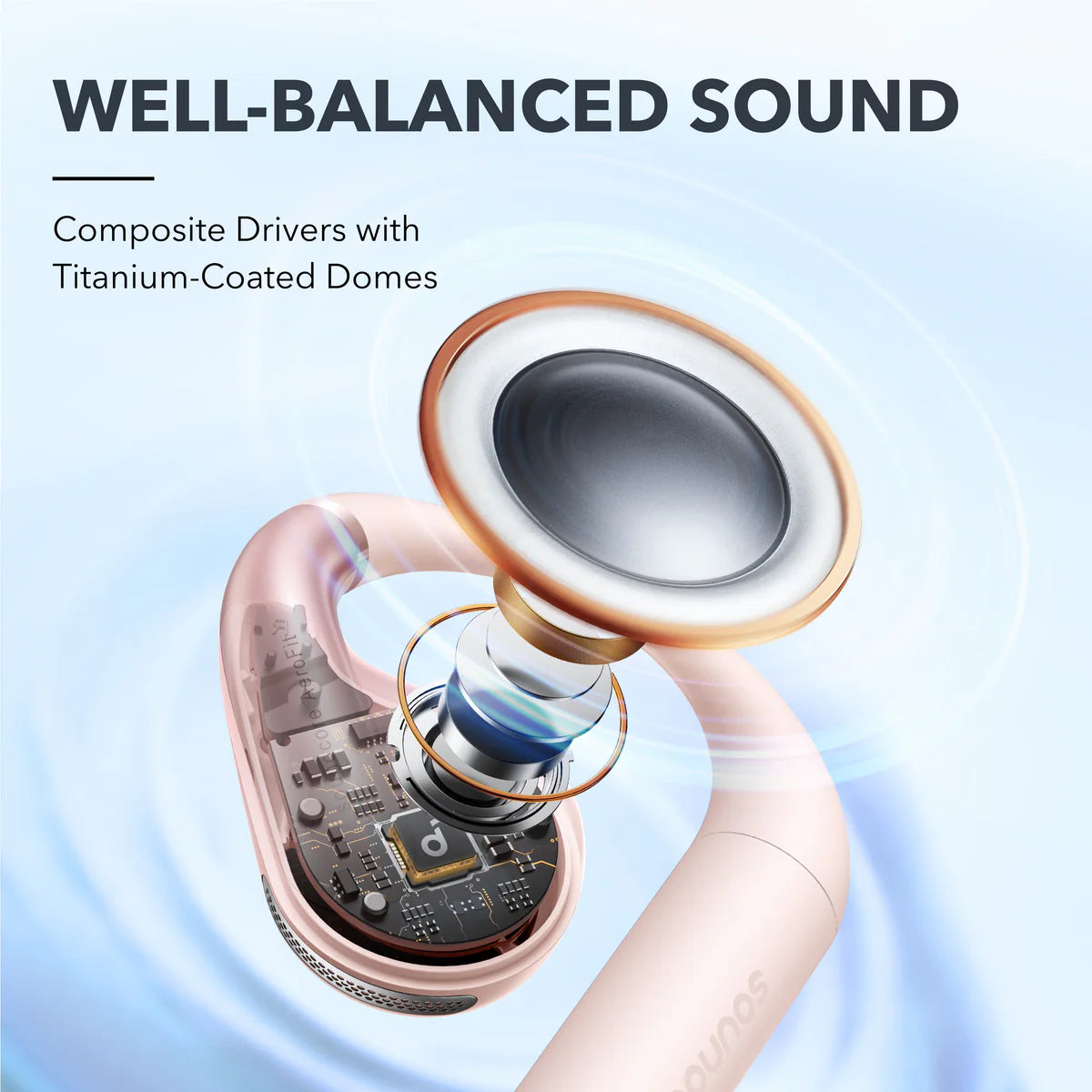 soundcore earbuds with titanium-coated domes for balanced sound