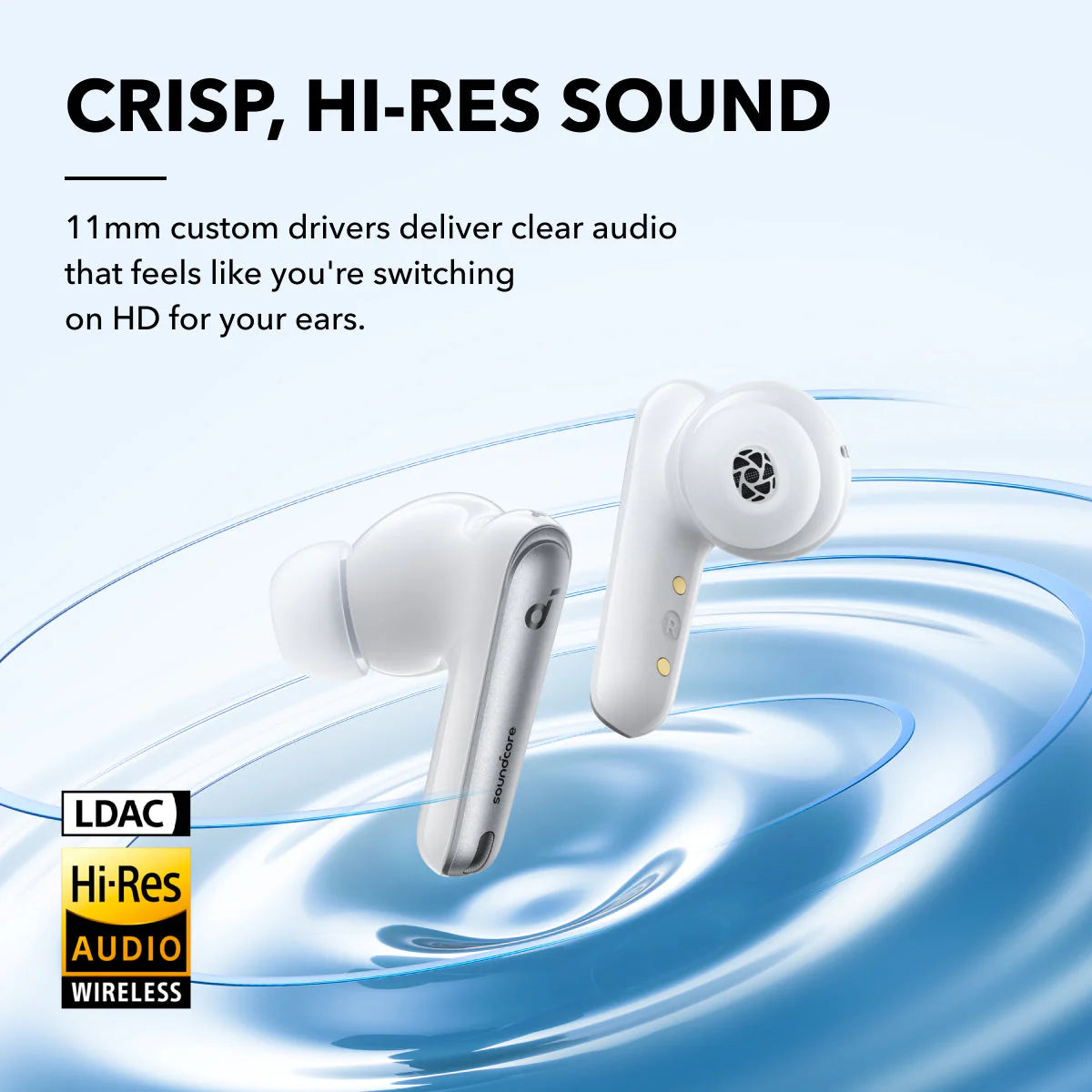 soundcore wireless earbuds with Hi-Res sound for clear audio