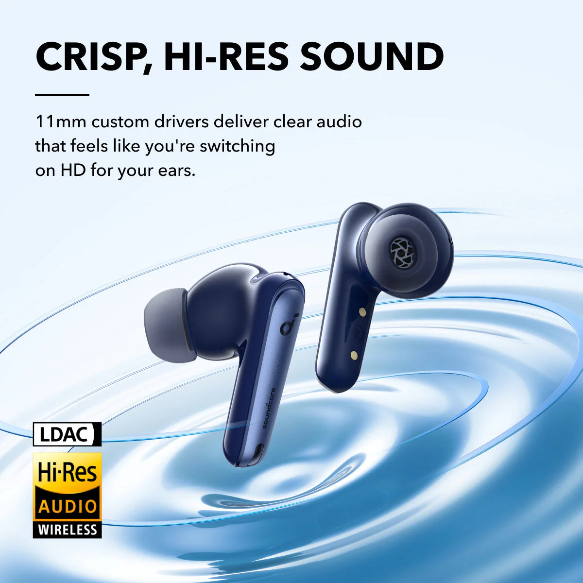 soundcore wireless earbuds with crisp hi-res sound for HD audio