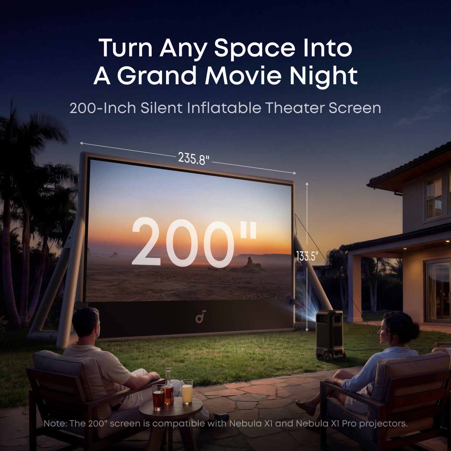 soundcore Nebula 200-Inch Silent Inflatable Projector Screen