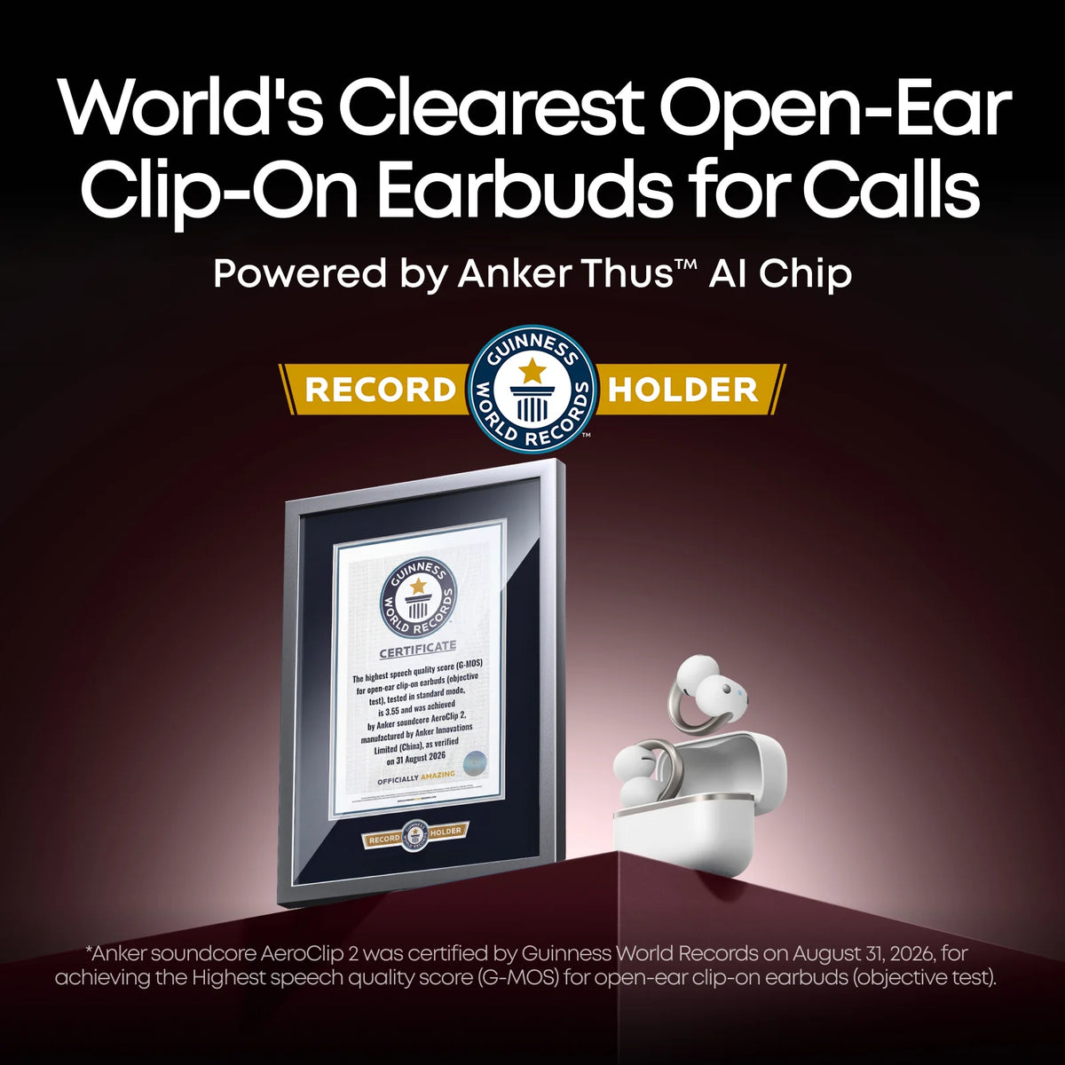Anker soundcore Aeroclip 2 |  Guinness-Certified Clip-On Earbuds for Clear Calls