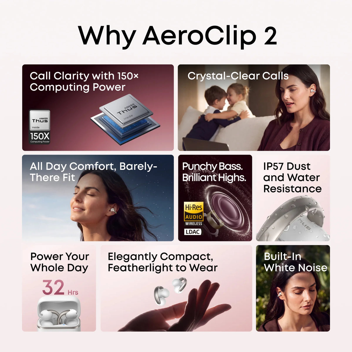 Anker soundcore Aeroclip 2 |  Guinness-Certified Clip-On Earbuds for Clear Calls