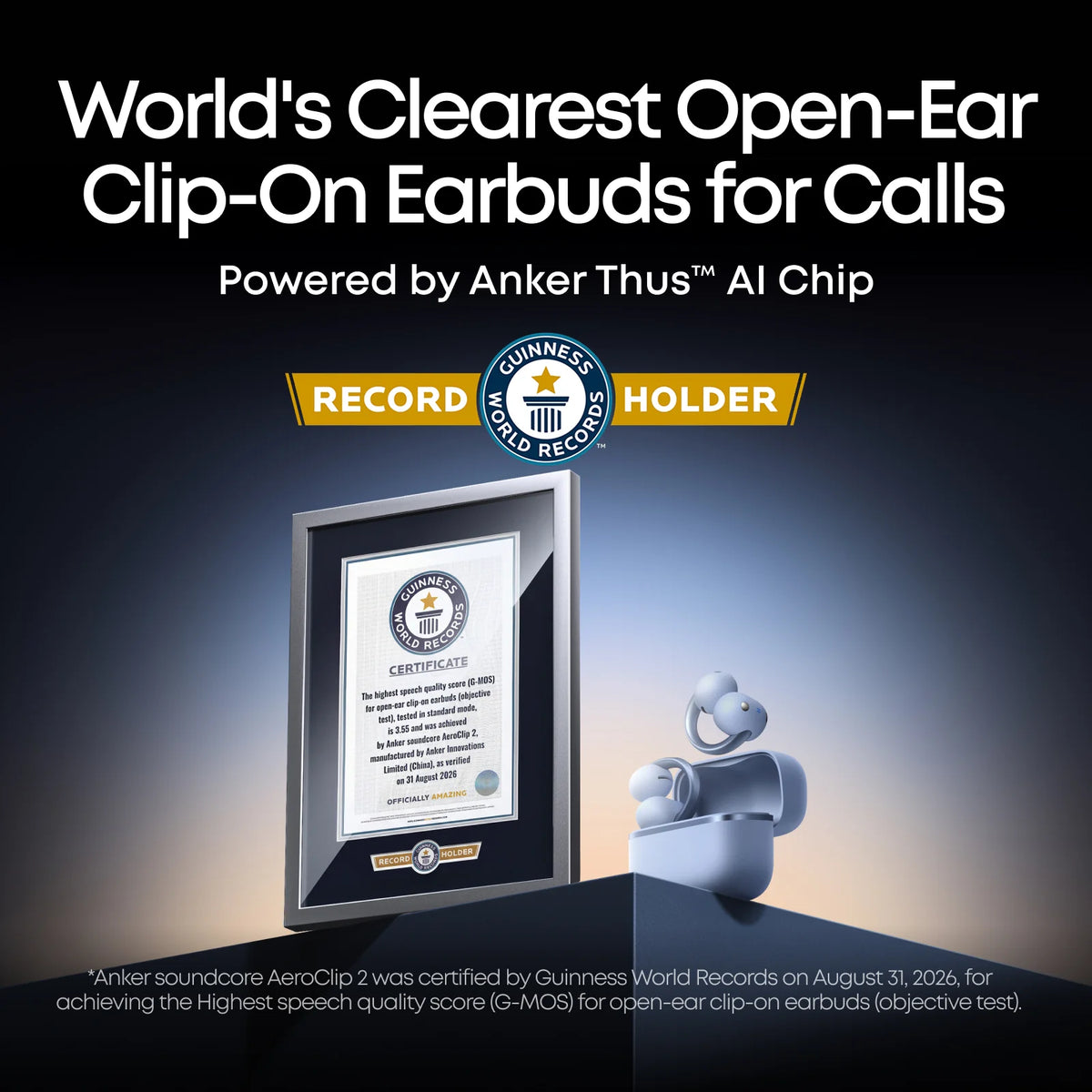 Anker soundcore Aeroclip 2 |  Guinness-Certified Clip-On Earbuds for Clear Calls