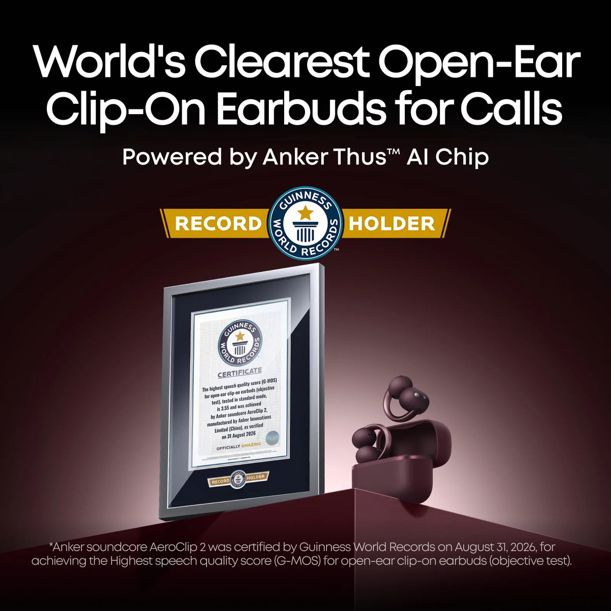 Anker soundcore Aeroclip 2 |  Guinness-Certified Clip-On Earbuds for Clear Calls