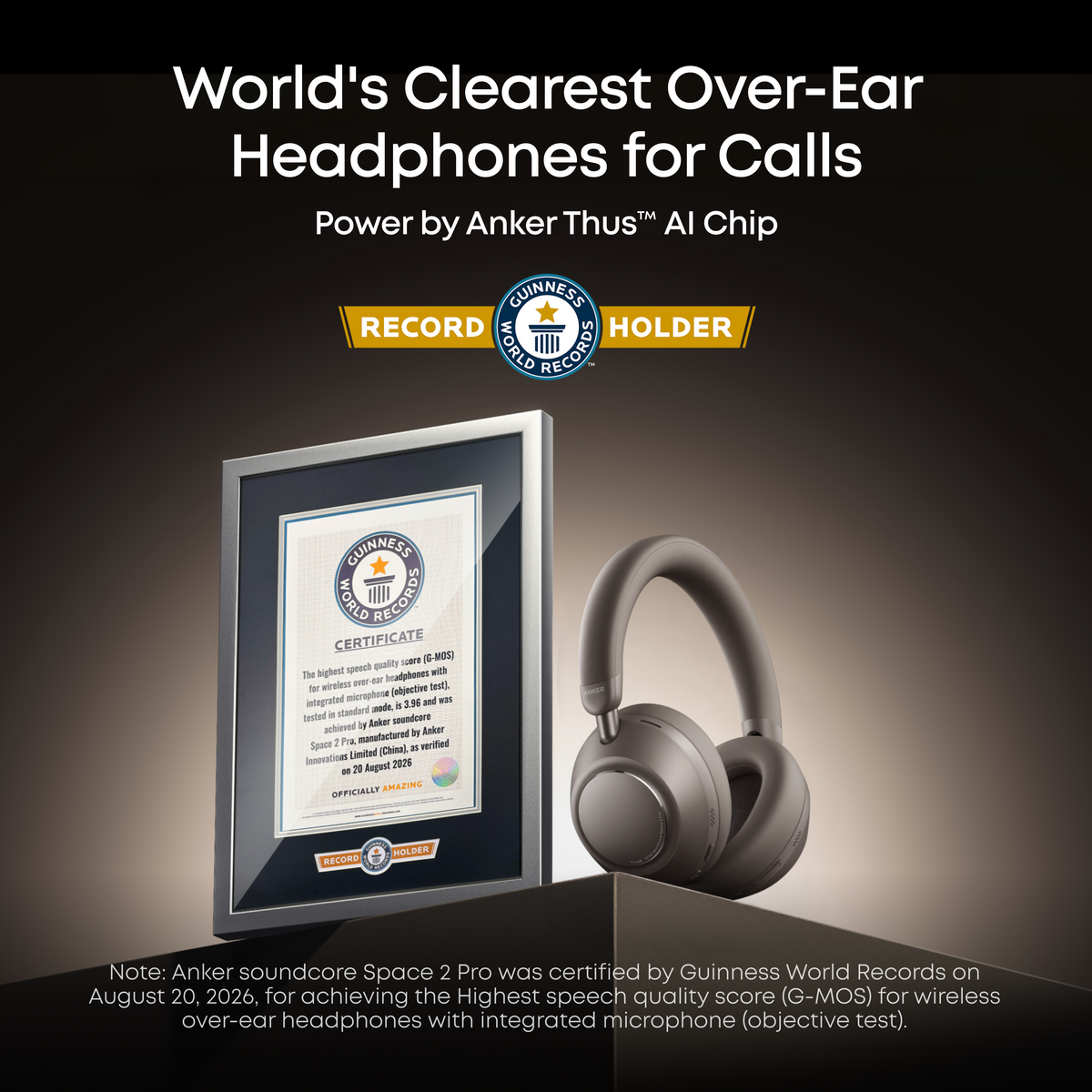 Anker soundcore Space 2 Pro | Over Ear Headphones with Thus™ AI for Clear Calls