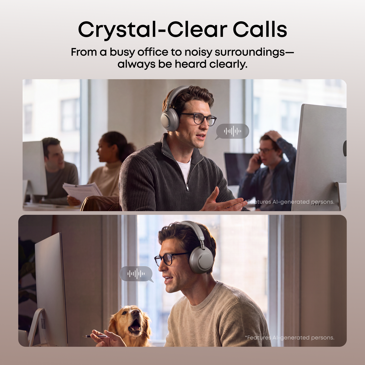 Anker soundcore Space 2 Pro | Over Ear Headphones with Thus™ AI for Clear Calls