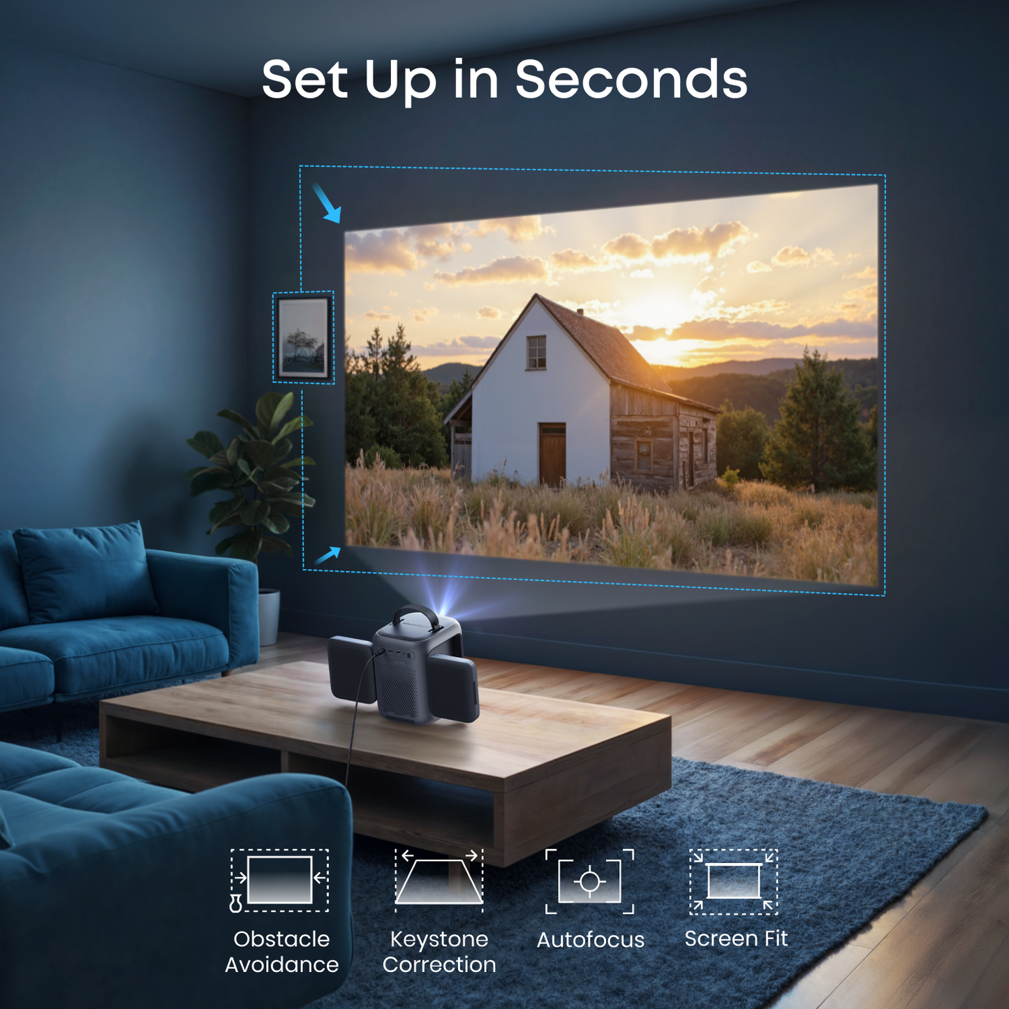 soundcore Nebula P1i | World's First Smart Portable Projector with Flippable Speakers
