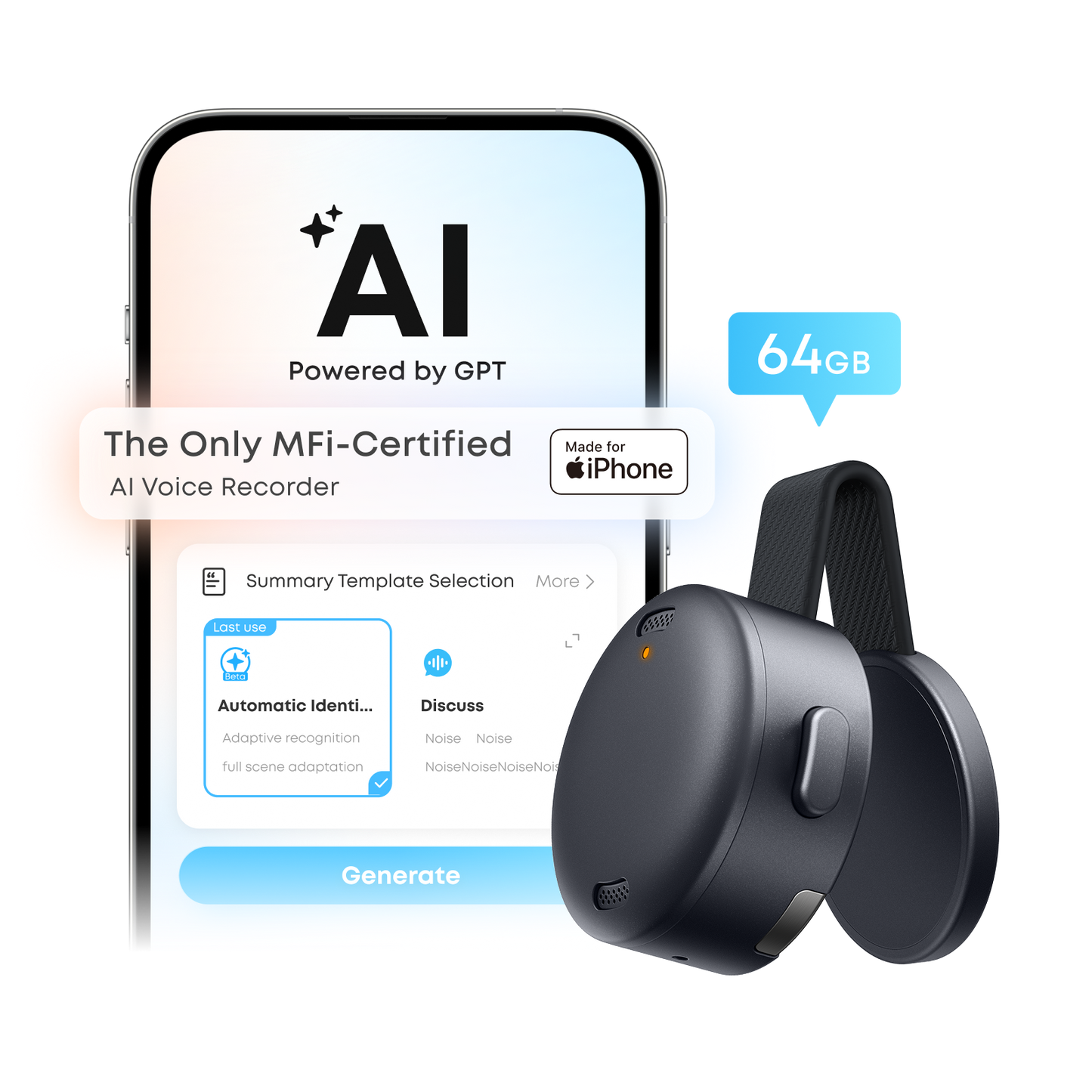 Anker soundcore Work | Coin-Sized Wearable AI Note Taker / Voice Recorder