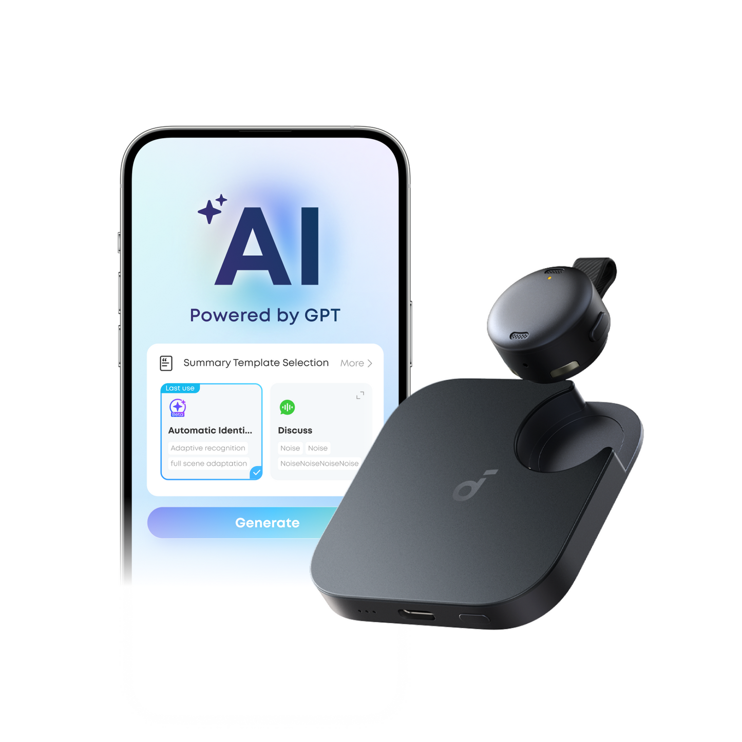 soundcore Work | The World's First Coin-Sized Wearable Al Note Taker /Voice Recorder