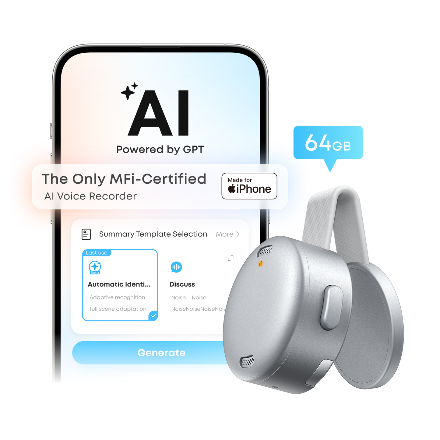 Anker soundcore Work | Coin-Sized Wearable AI Note Taker / Voice Recorder