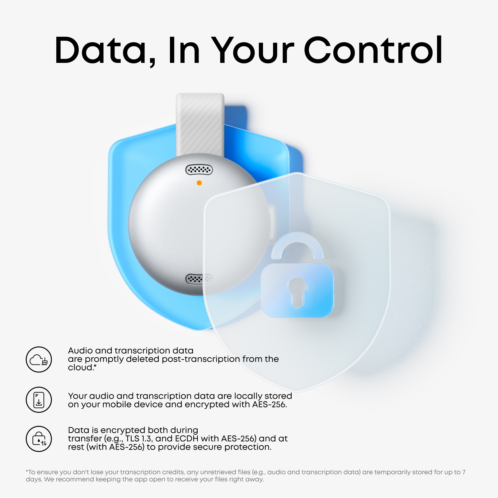 soundcore AI voice recorder withcrypted data protection
