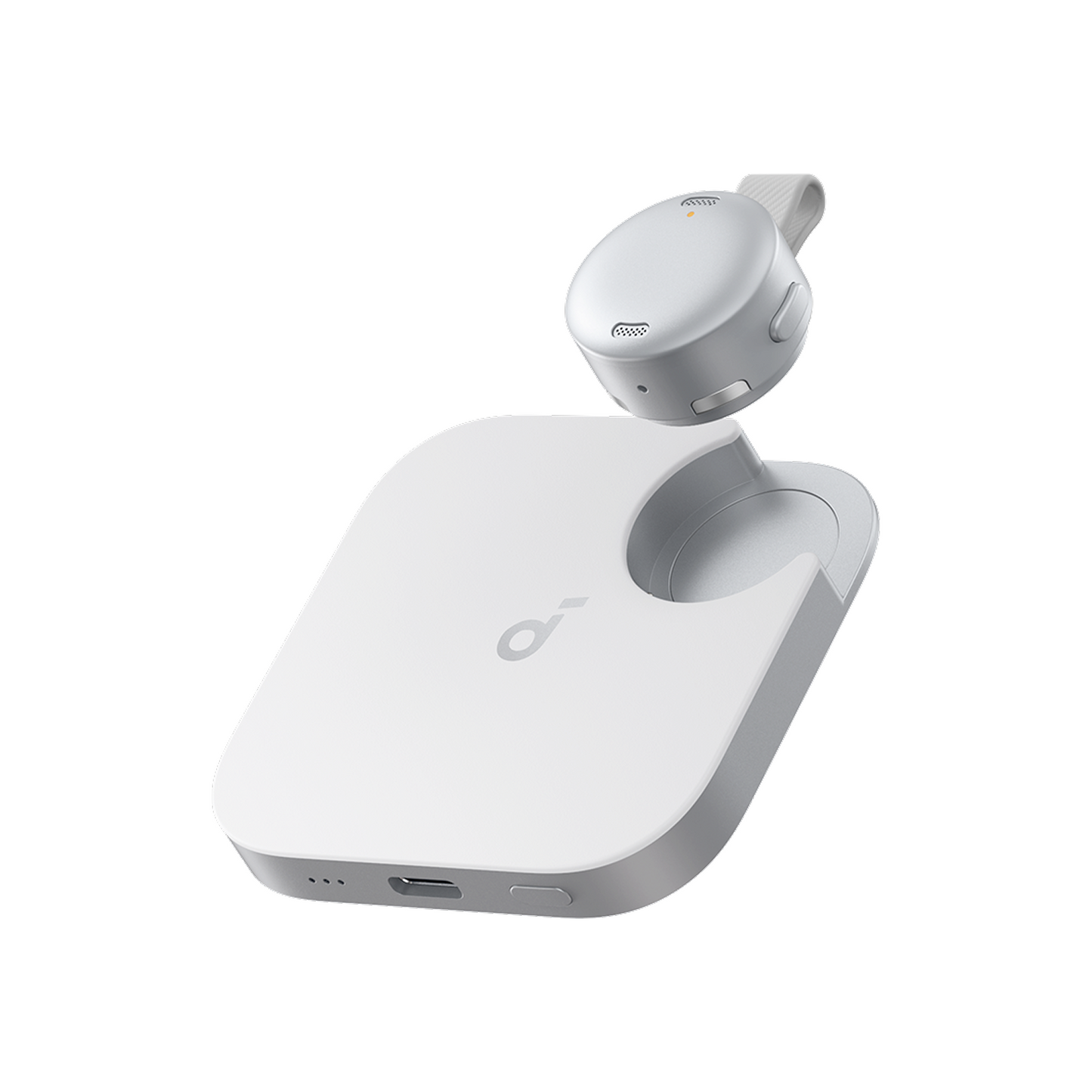 soundcore AI voice recorder with white charging dock