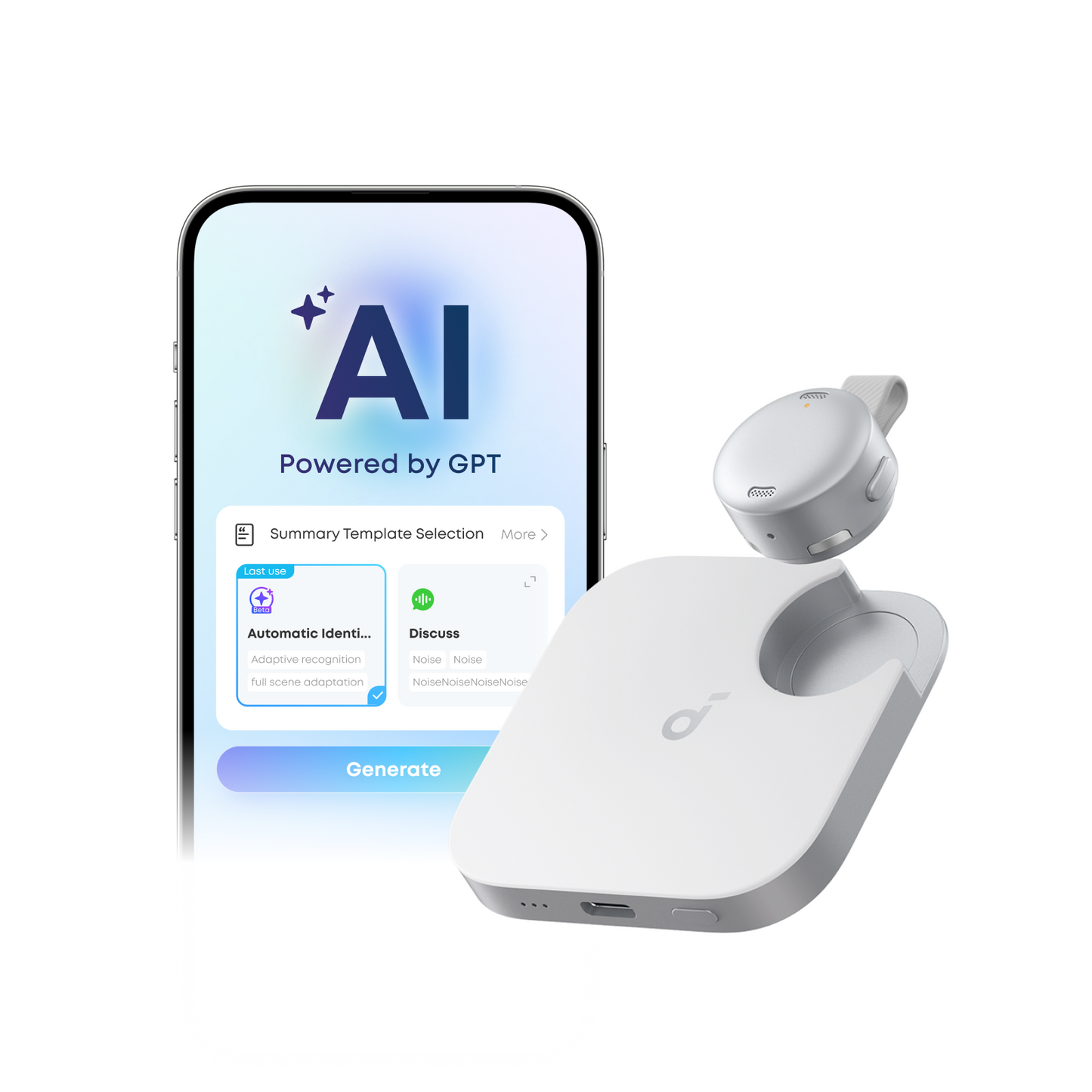 soundcore Work | The World's First Coin-Sized Wearable Al Note Taker /Voice Recorder