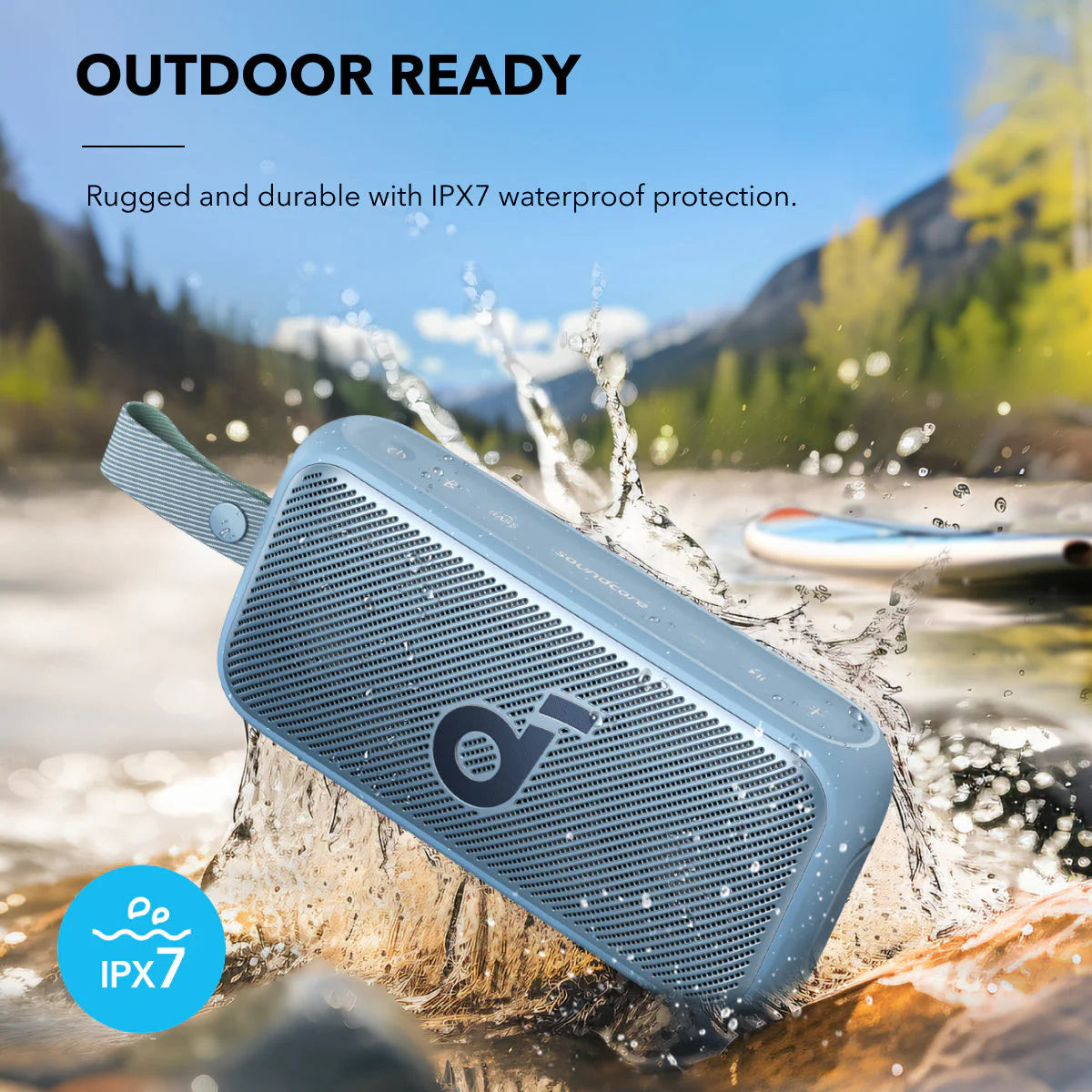 soundcore with IPX7 waterproof for outdoor use