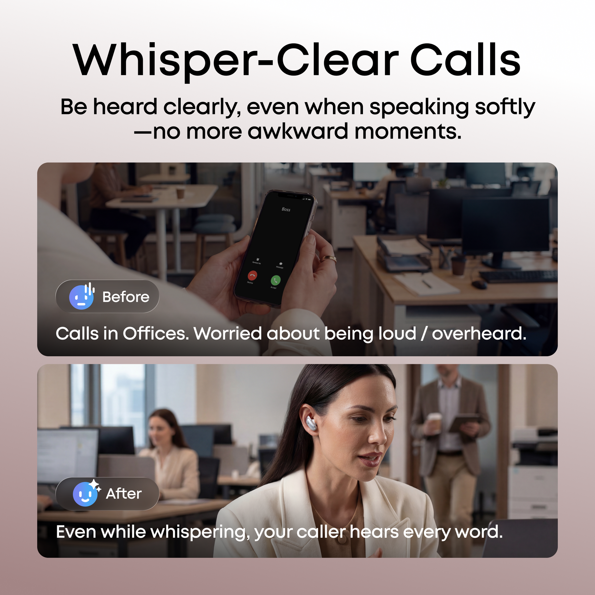 soundcore Liberty 5 Pro noise cancelling earbuds whisper-clear call quality in office - be heard clearly even when speaking softly without disturbing others