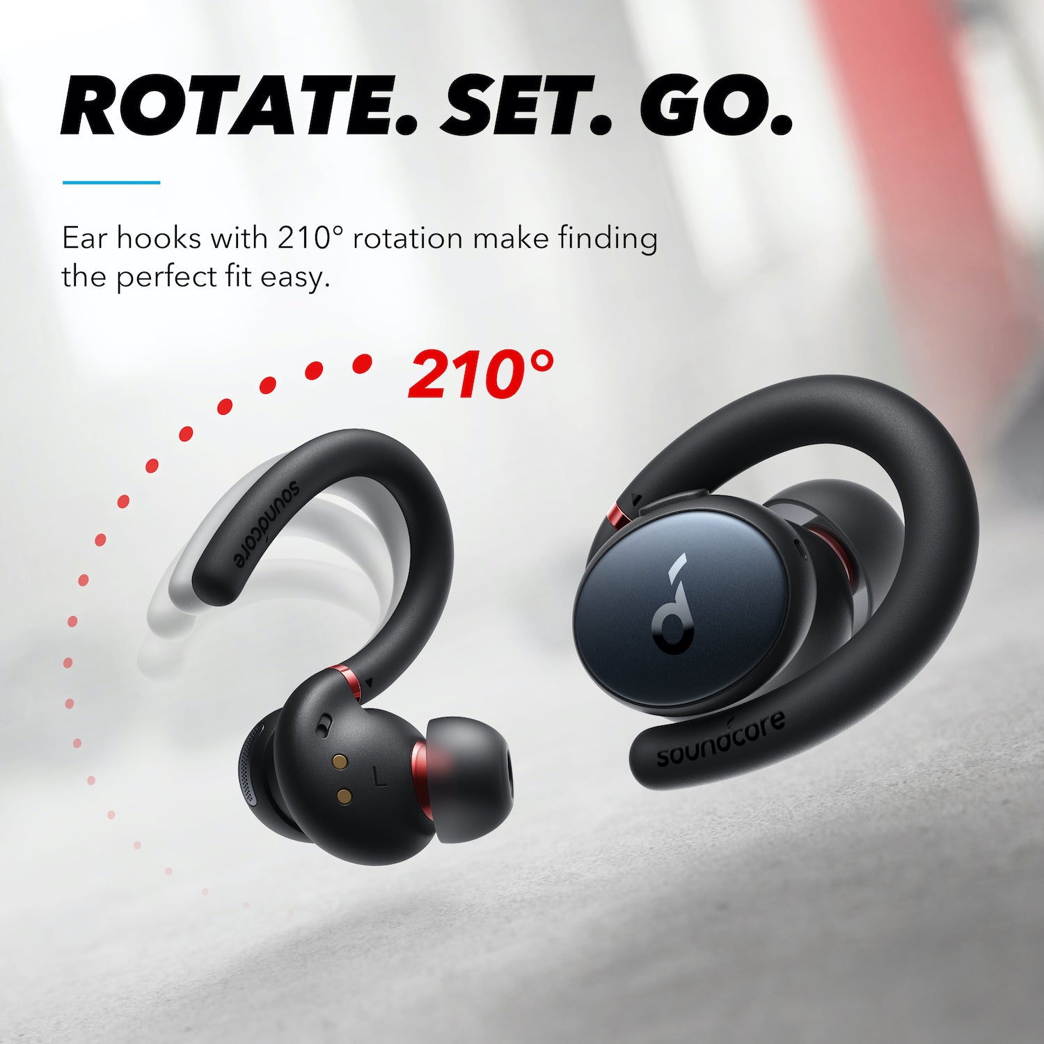 soundcore wireless earbuds with adjustable 210° ear hook