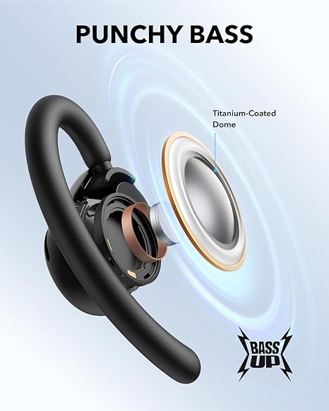soundcore earbud with titanium-coated dome for punchy bass