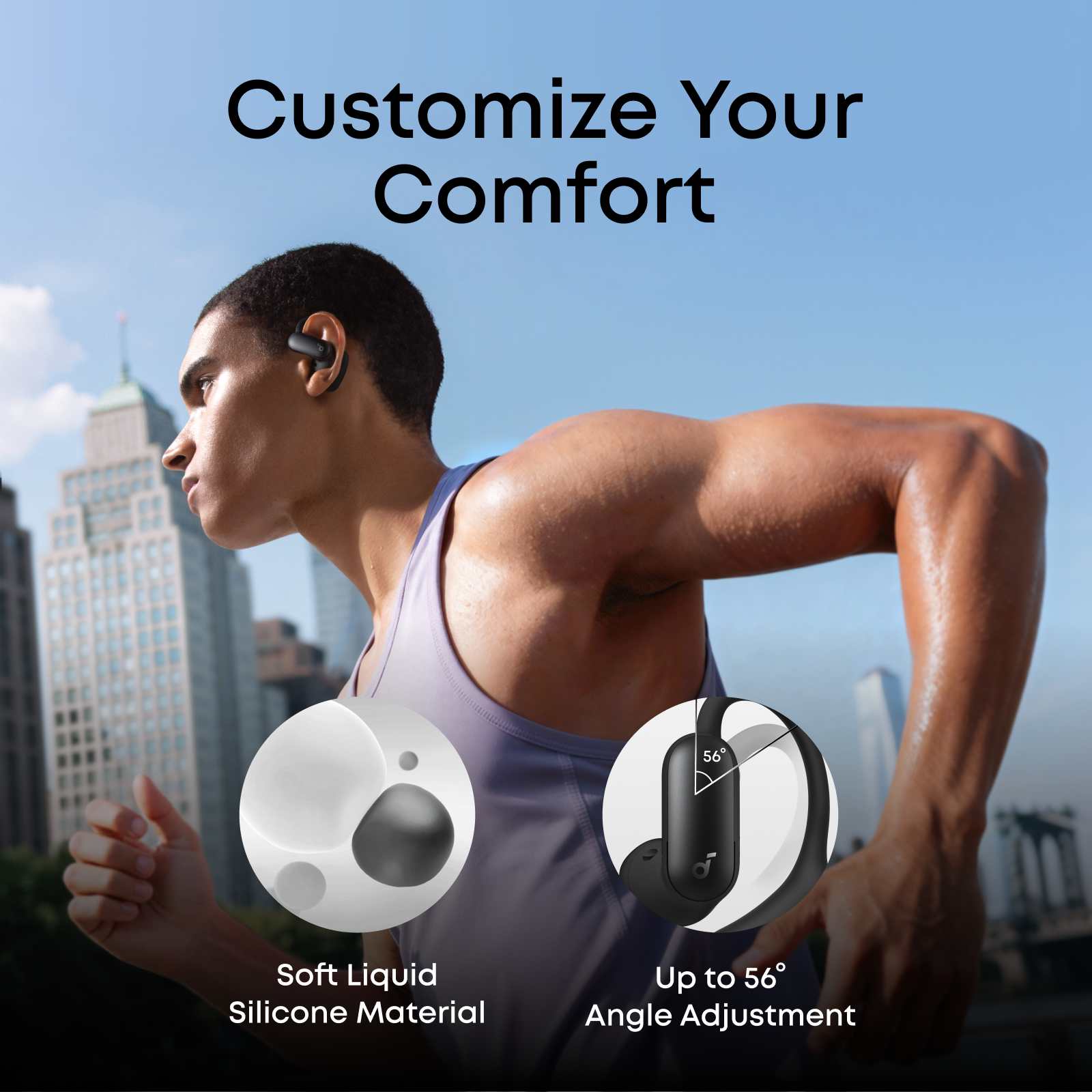 men wearing aerofit 2 pro sports earbuds while running