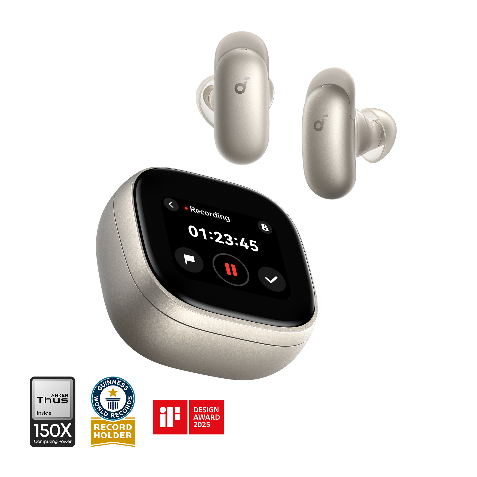 soundcore titanium gold liberty 5 pro max ai recording earbuds