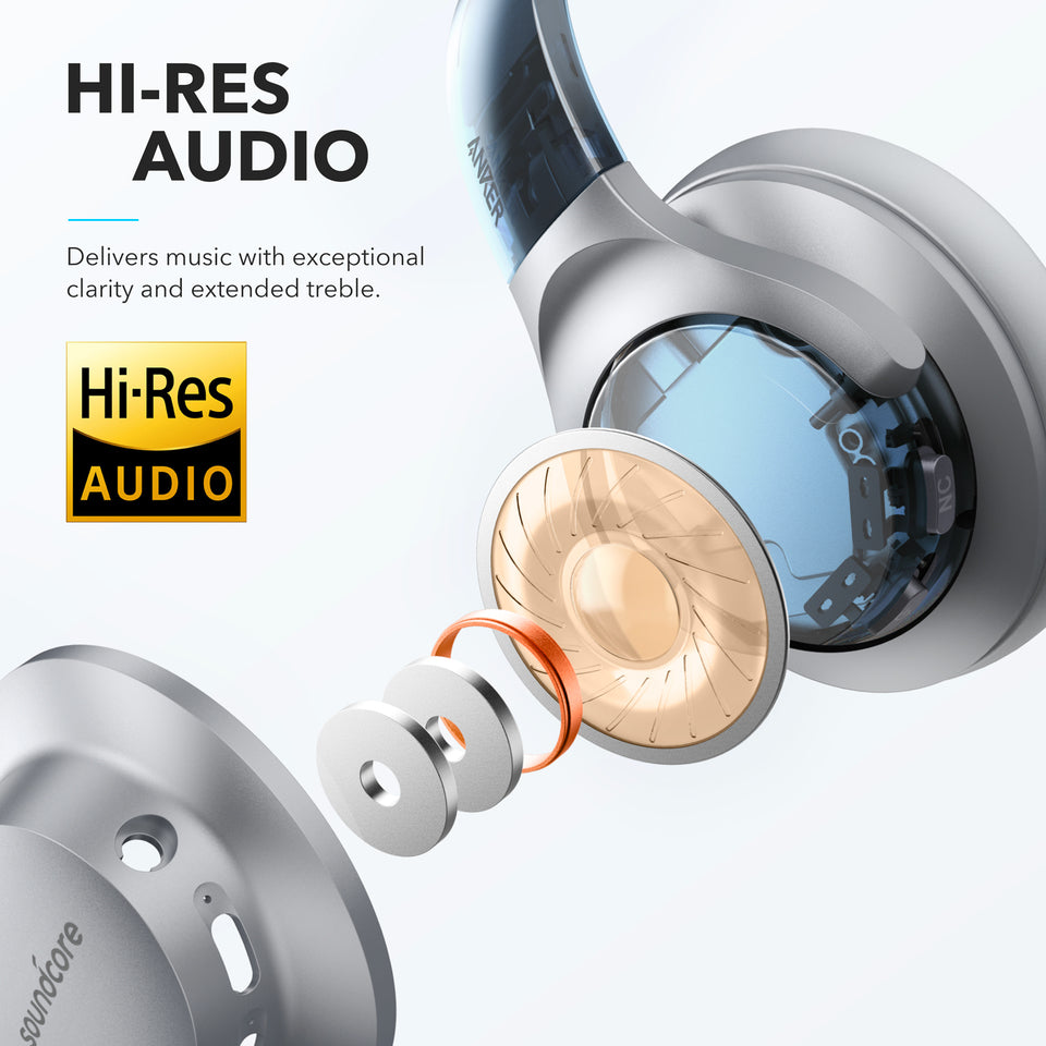 soundcore headphones with Hi-Res Audio for clear music