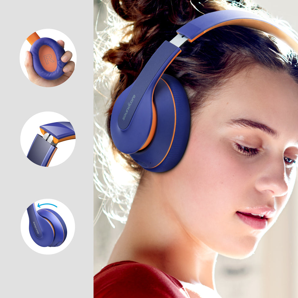 soundcore headphones with adjustable and foldable earcups