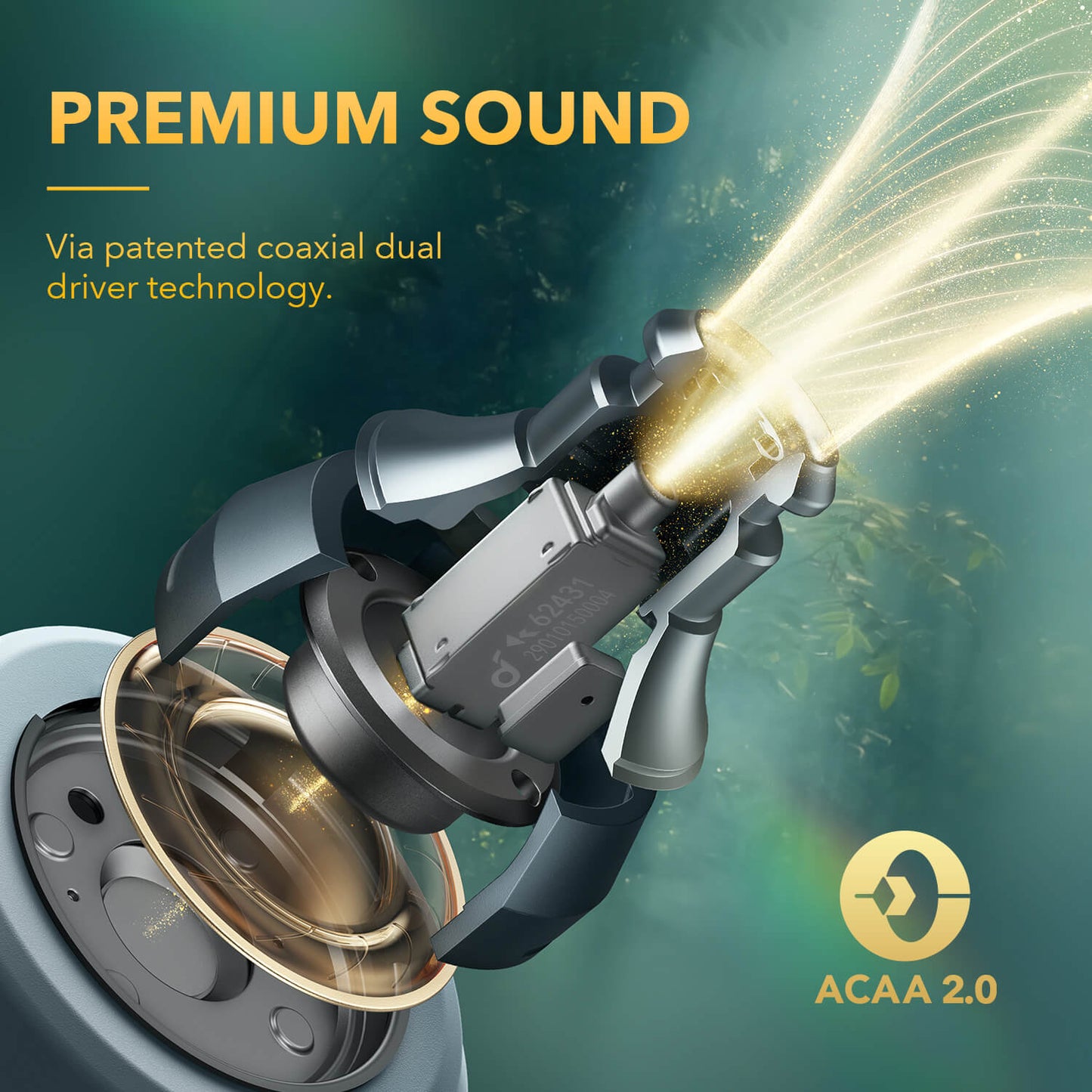 soundcore dual driver earbuds for premium sound and ACAA 2.0