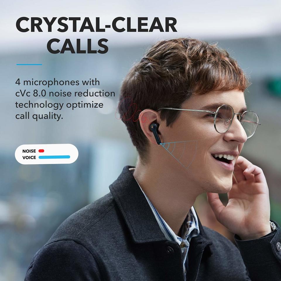 soundcore earbuds with four microphones for crystal-clear calls