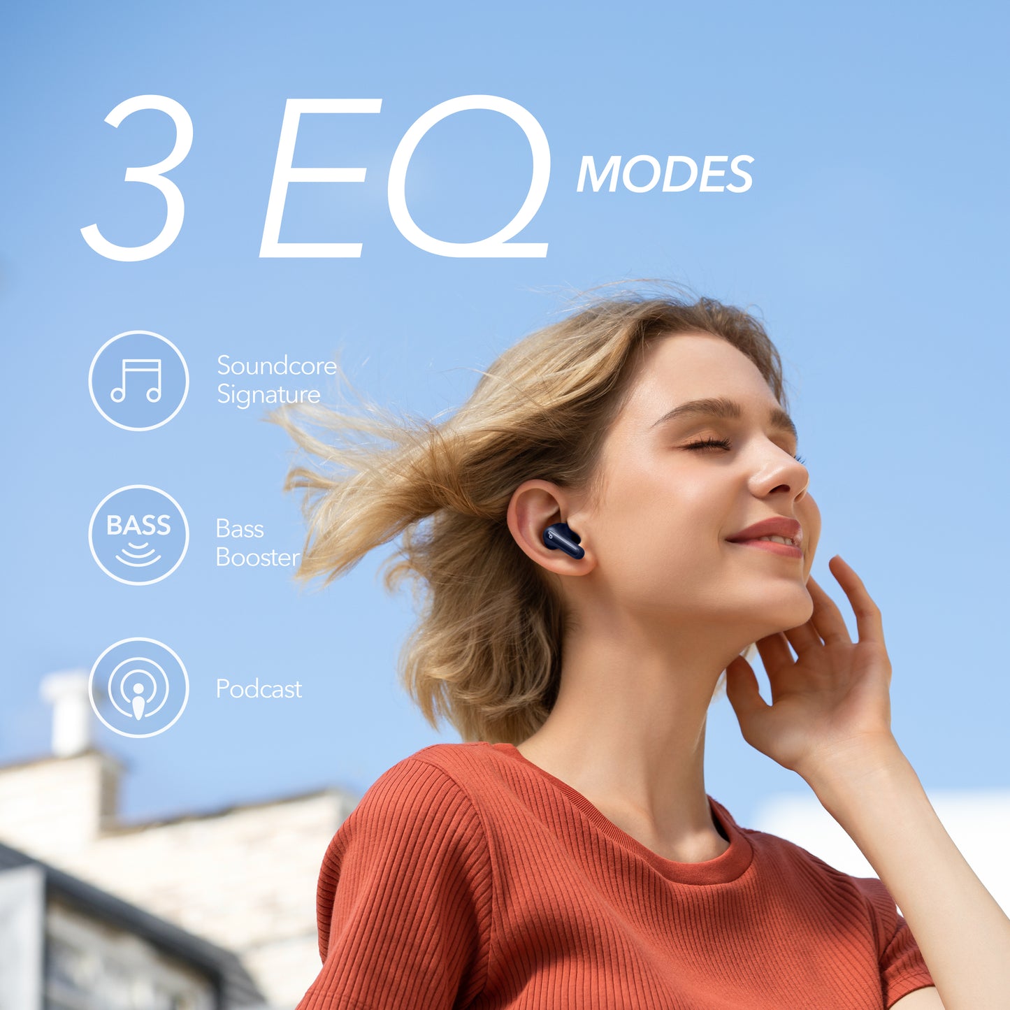 soundcore wireless earbuds with three EQ modes for music
