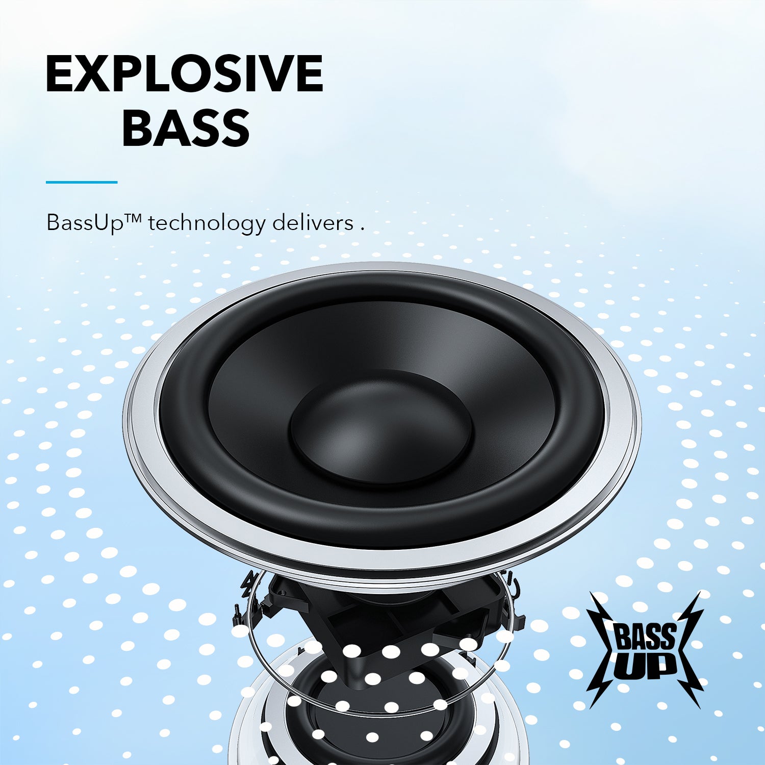soundcore speaker driver with BassUp for strong bass
