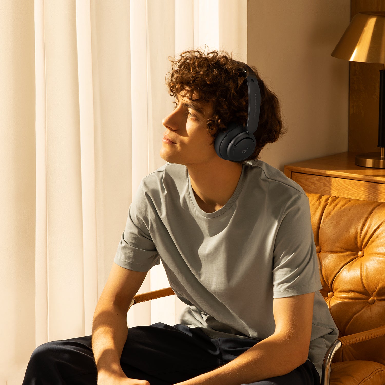 soundcore headphones with black design for comfort.