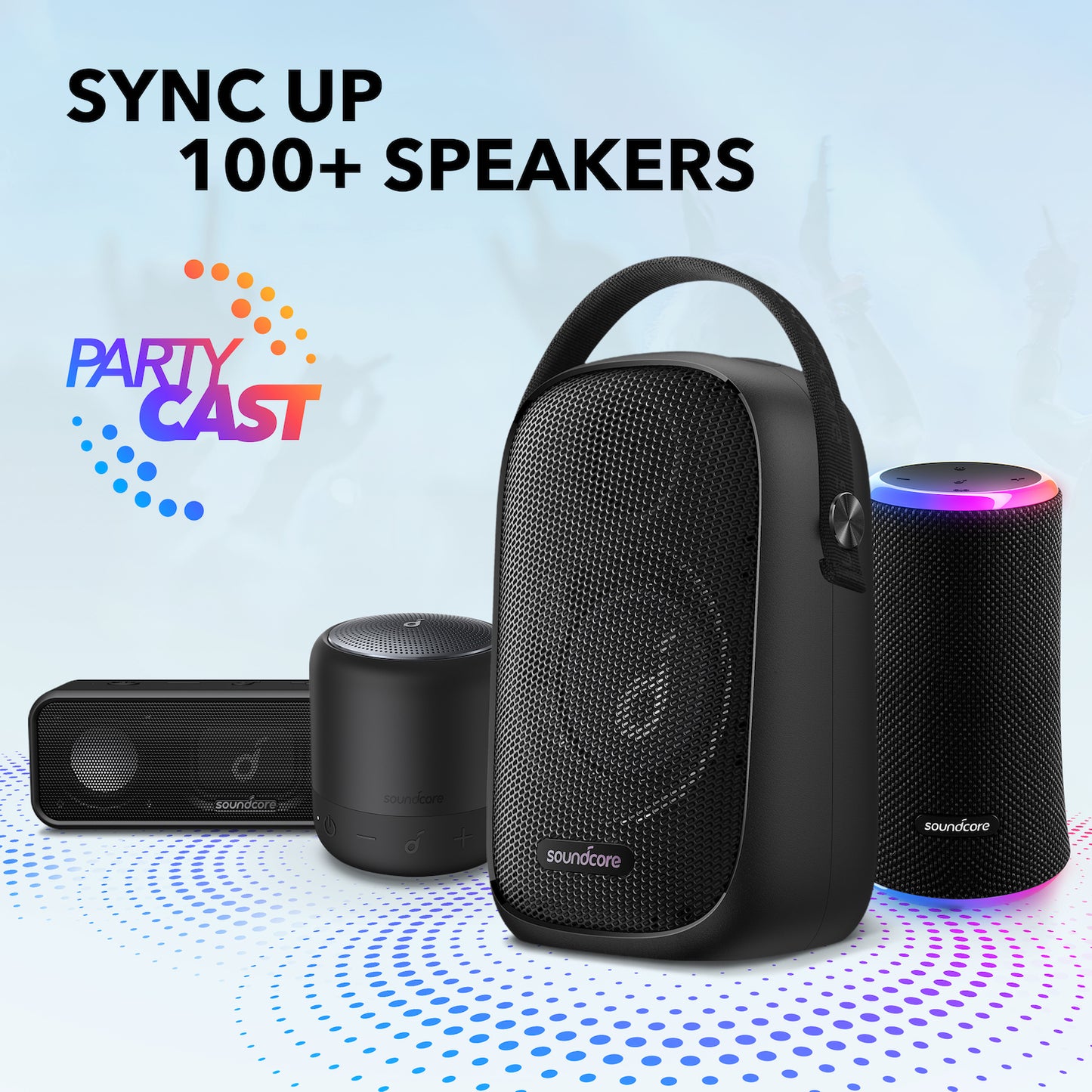 soundcore speakers with PartyCast syncing for 100+ devices