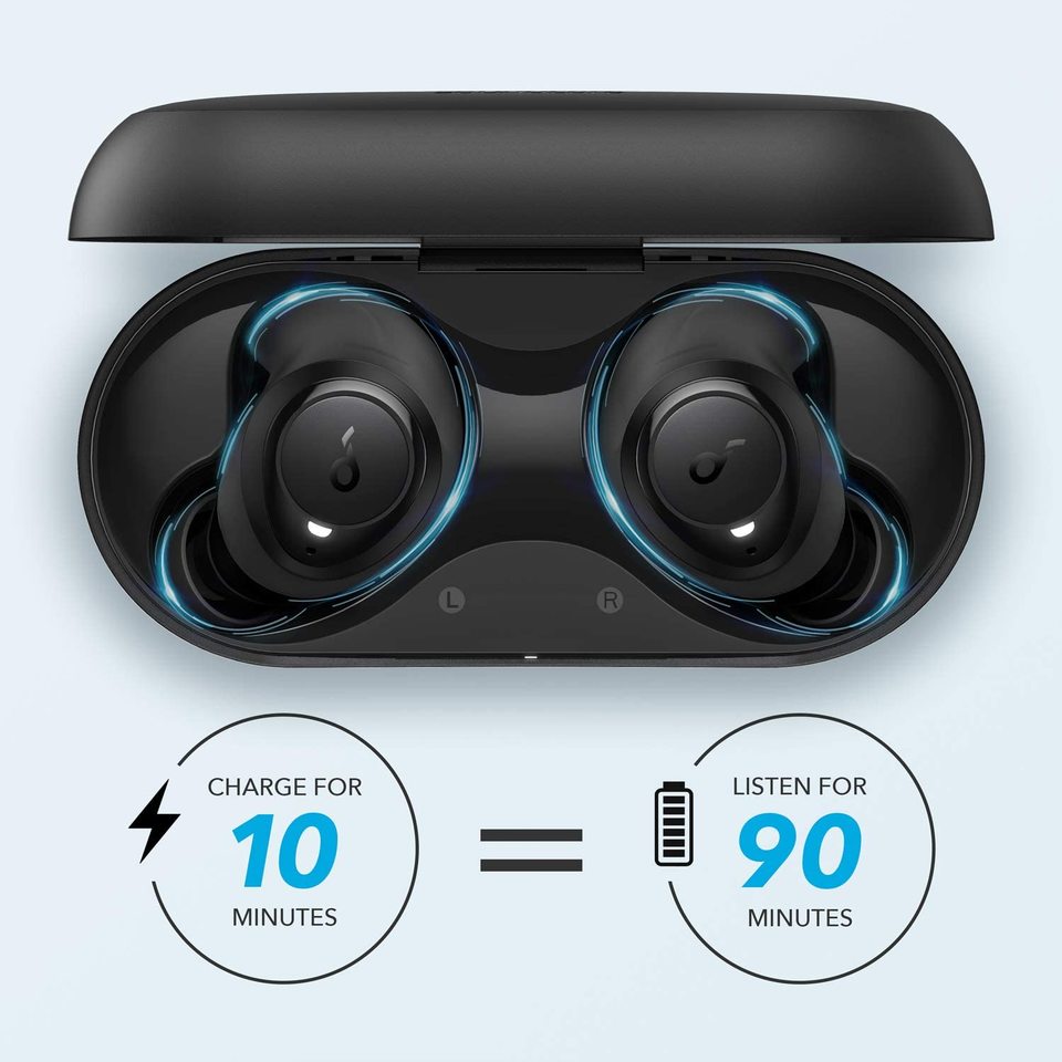 soundcore earbuds with fast charge for ninety minutes listening