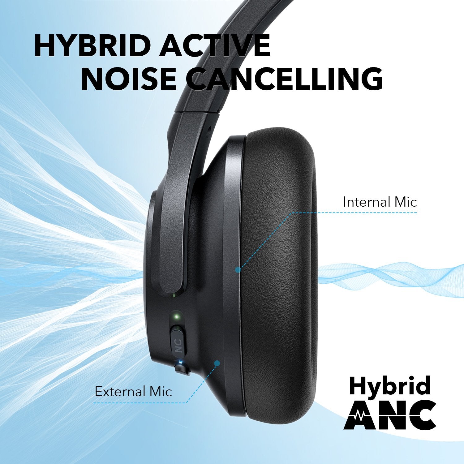 soundcore over-ear headphones with hybrid active noise cancelling