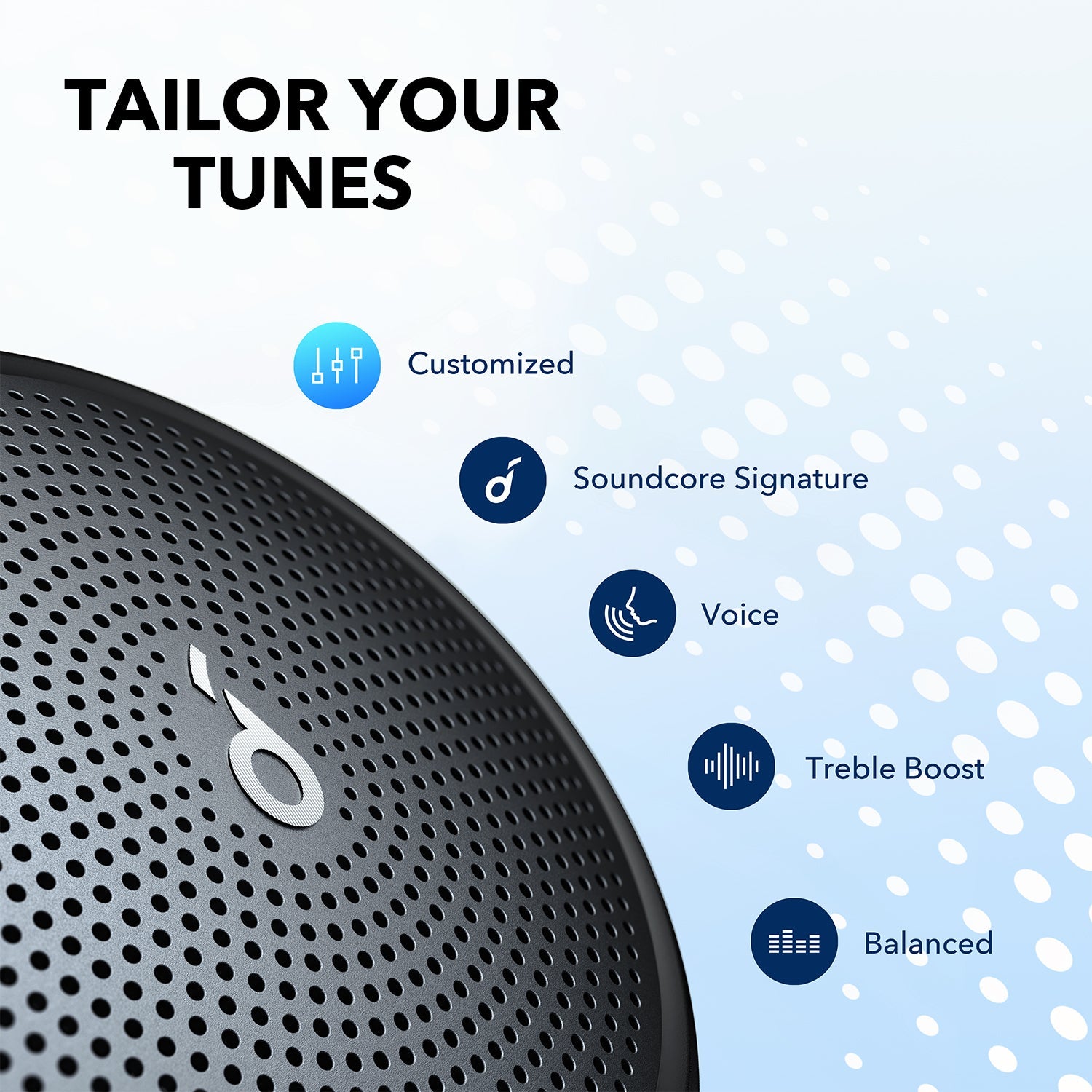 soundcore speaker with customizable sound modes for tunes