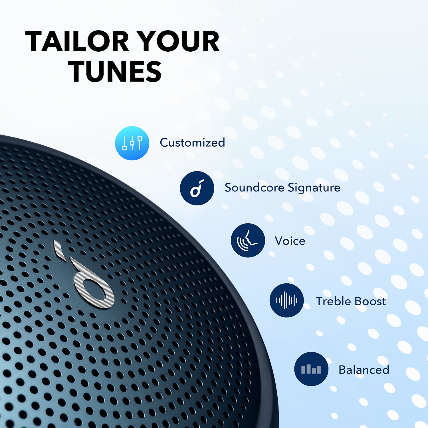 soundcore speaker with customizable sound settings