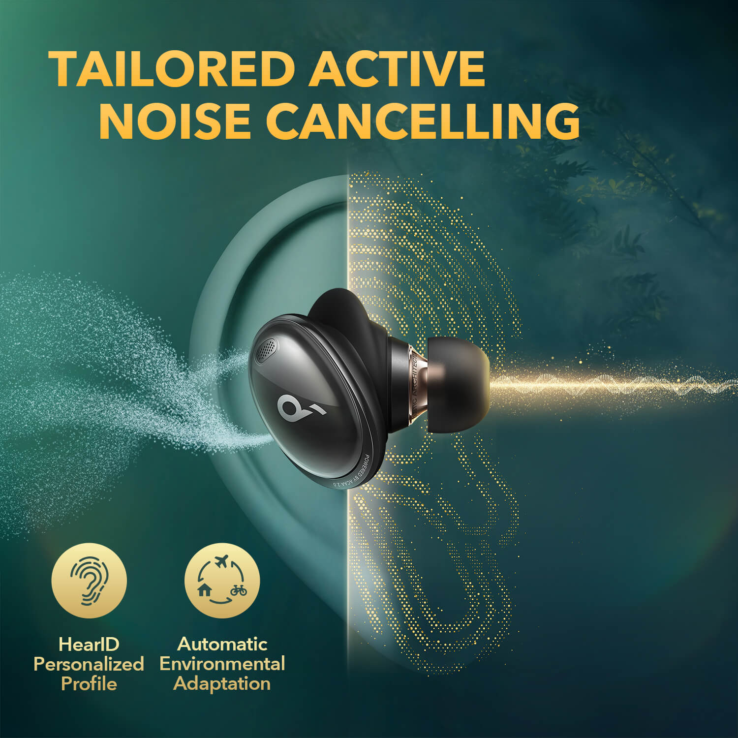 soundcore earbuds with active noise cancelling and HearID adaptation