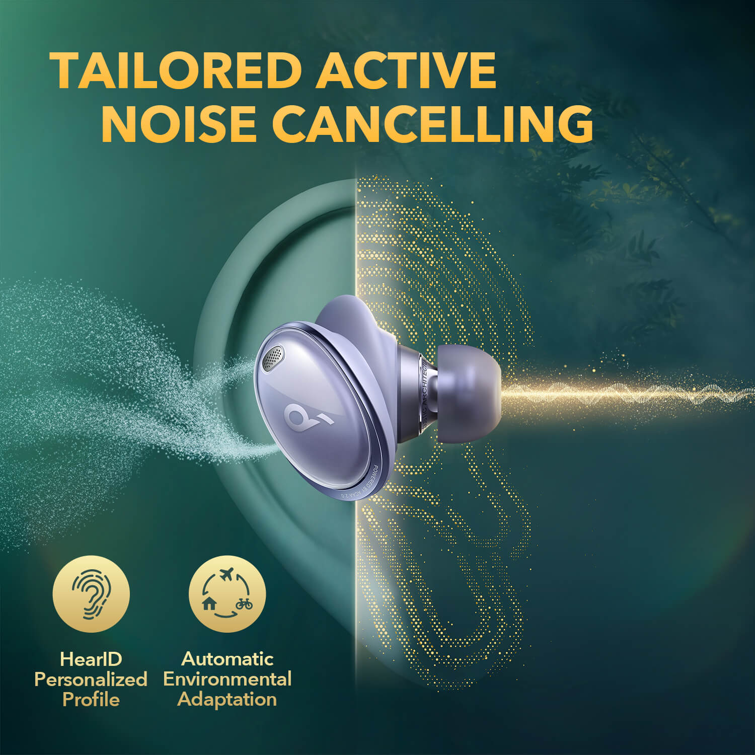 soundcore earbuds with tailored active noise cancelling for personalized sound