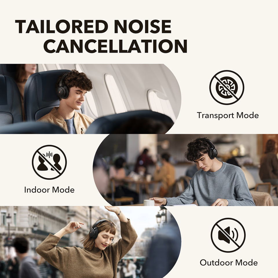 Soundcore by Anker Life Q30 Hybrid Active Noise Cancelling Bluetooth  Headphones with Multiple Modes, Hi-Res Sound, Custom EQ via App, 40H  Playtime
