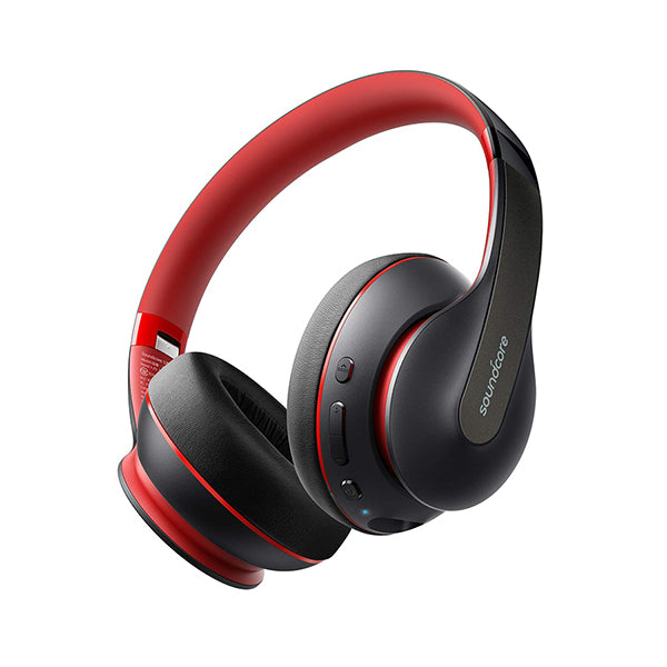 soundcore with red and black over-ear design for comfort