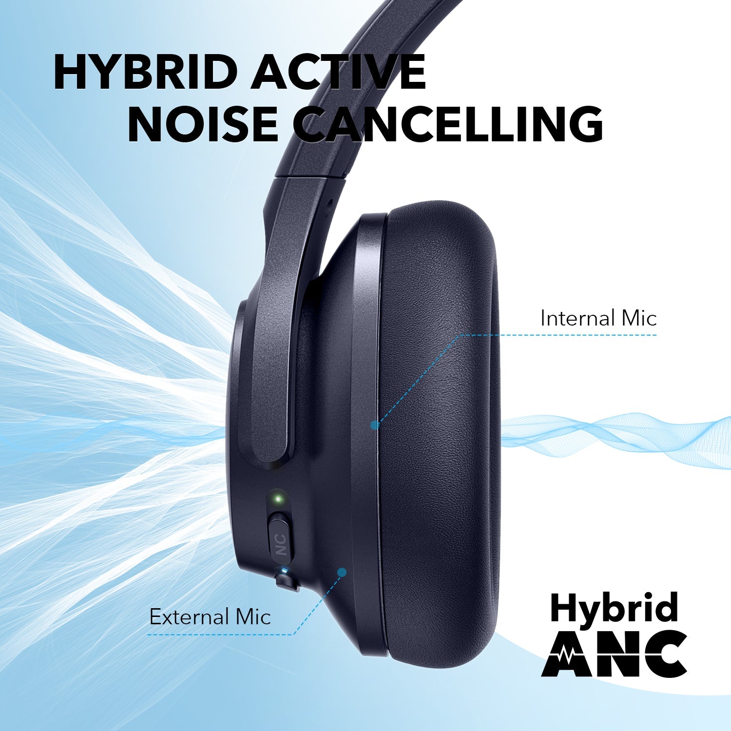 soundcore headphones with hybridevent: ping active noise cancelling for quiet listening