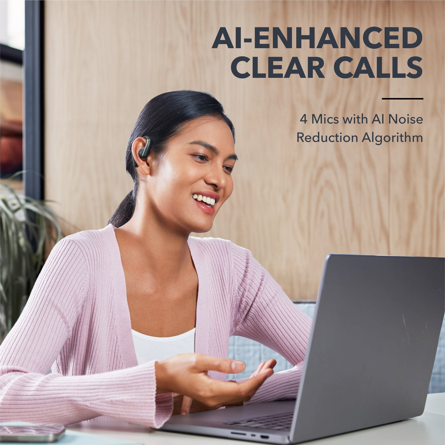 soundcore earbuds with four mics for AI-enhanced calls