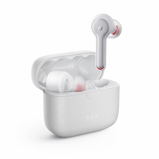 soundcore white wireless earbuds with charging case