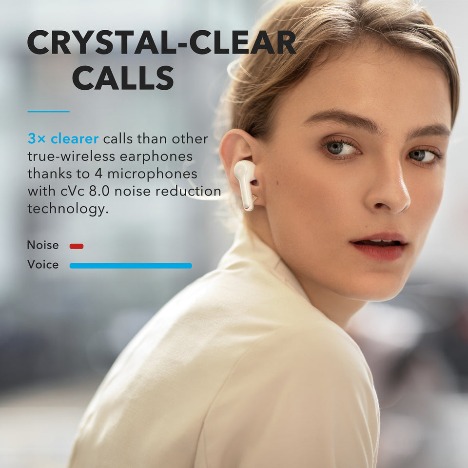 soundcore wireless earphones with noise reduction for clear calls