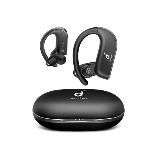 soundcore wireless earbuds with charging case in black