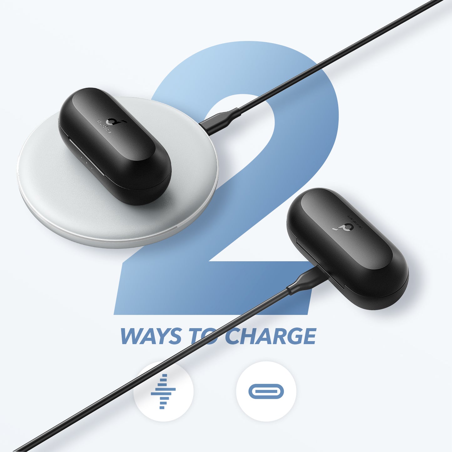 soundcore charging case with two ways to charge