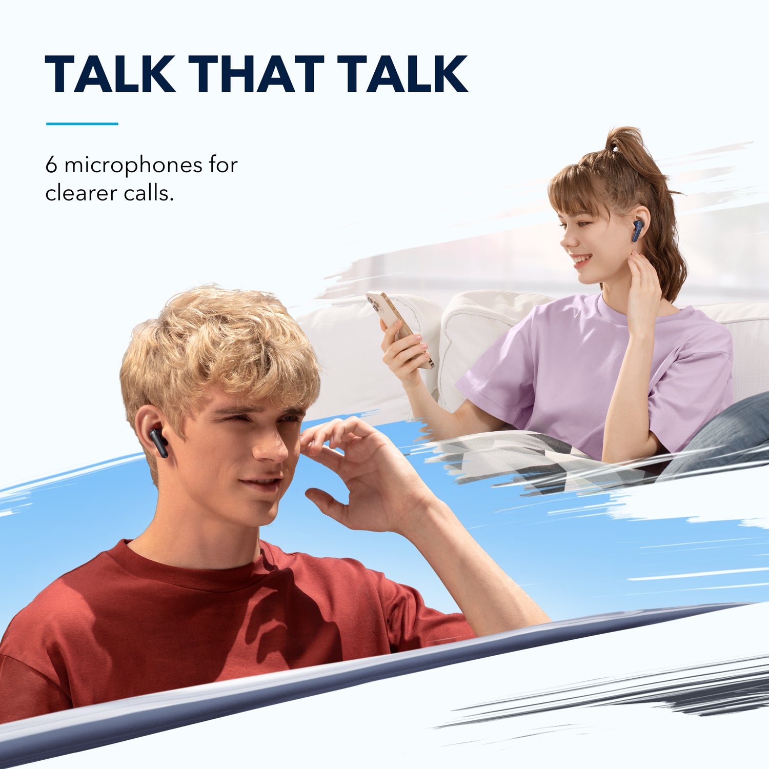 soundcore wireless earbuds with 6 microphones for clearer calls