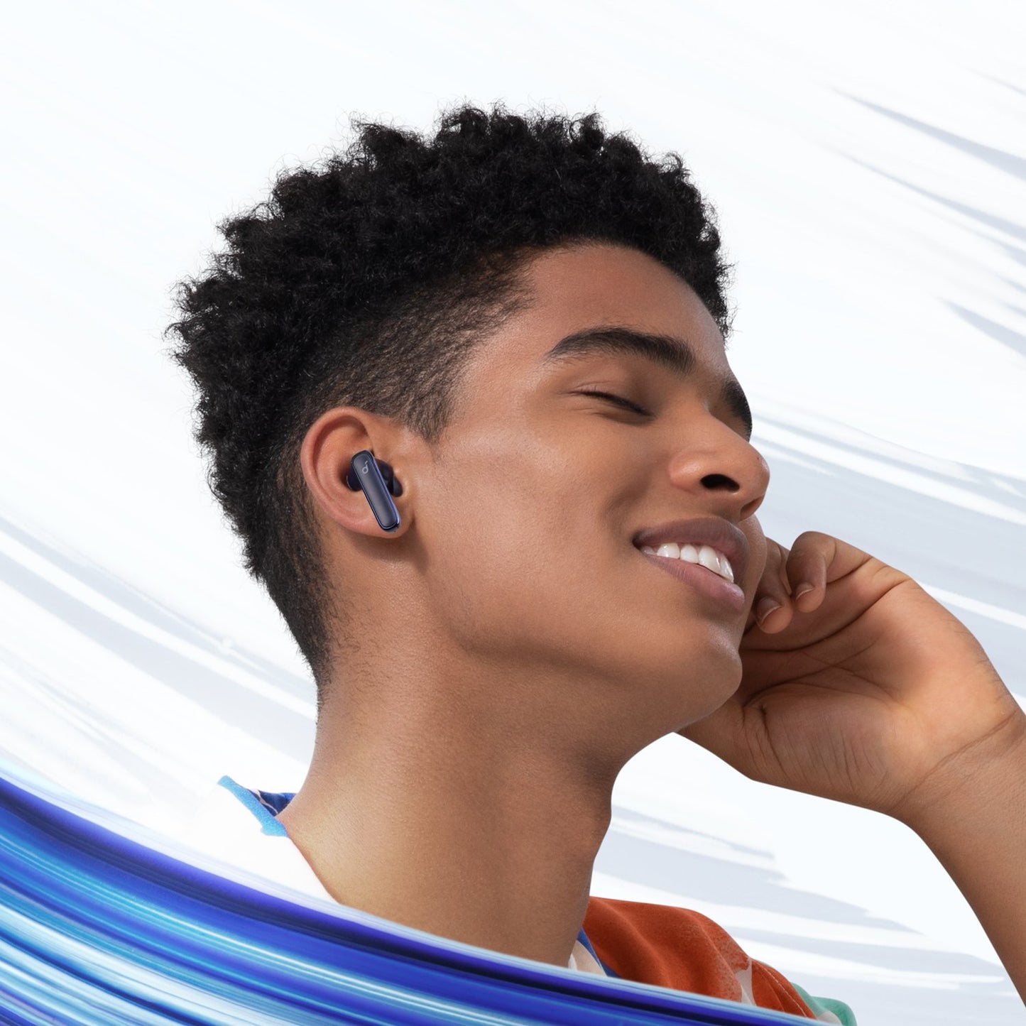 soundcore earbuds with sleek blue design