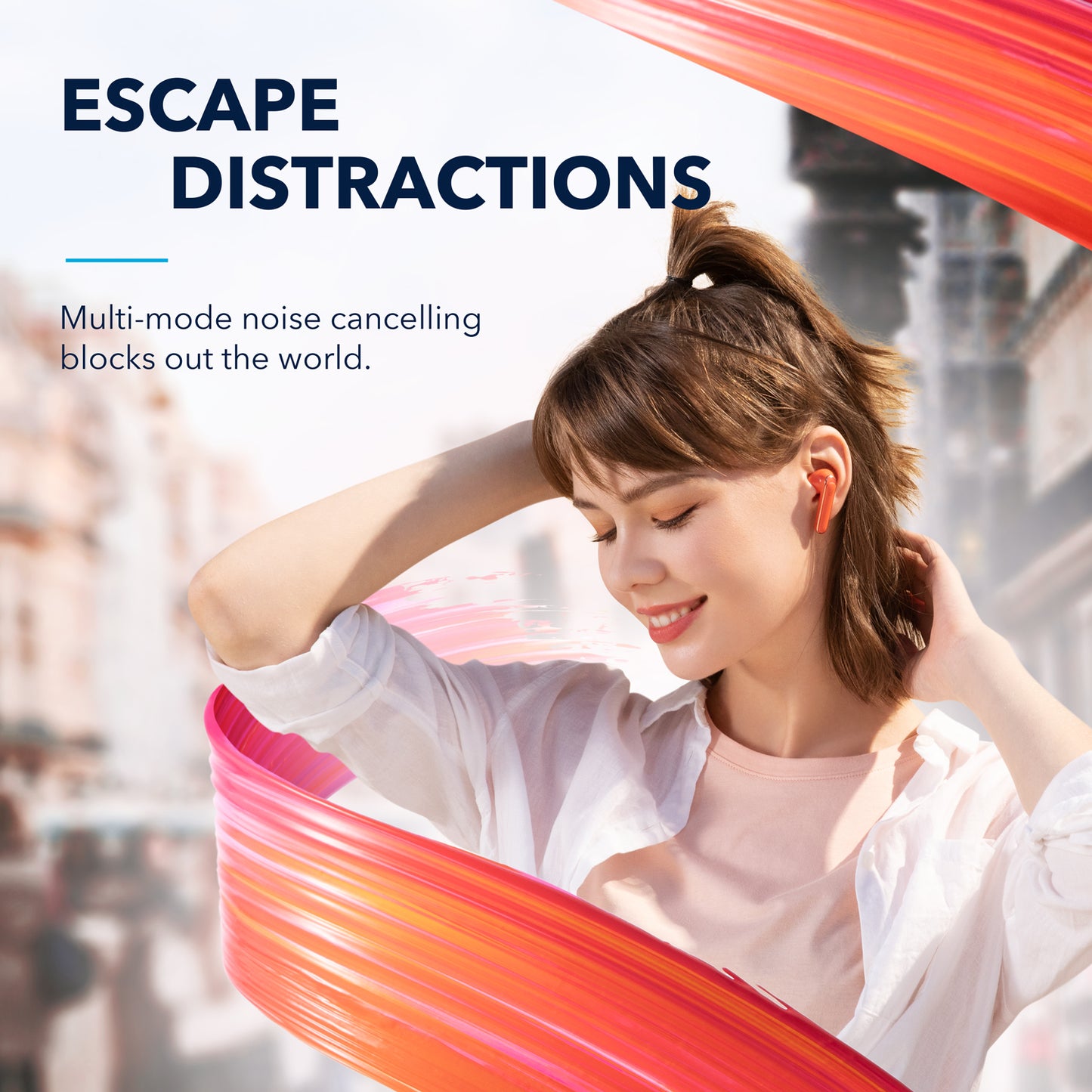 soundcore earbuds with multi-mode noise cancelling for blocking distractions